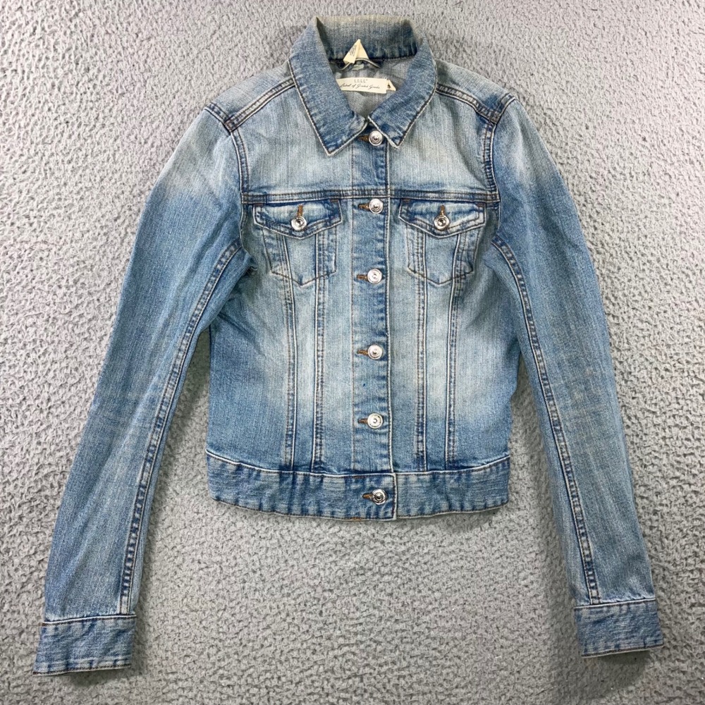 Thrashed Denim Jacket Womens XS Grunge Indie Alt Goth Distressed Outdoor Trucker